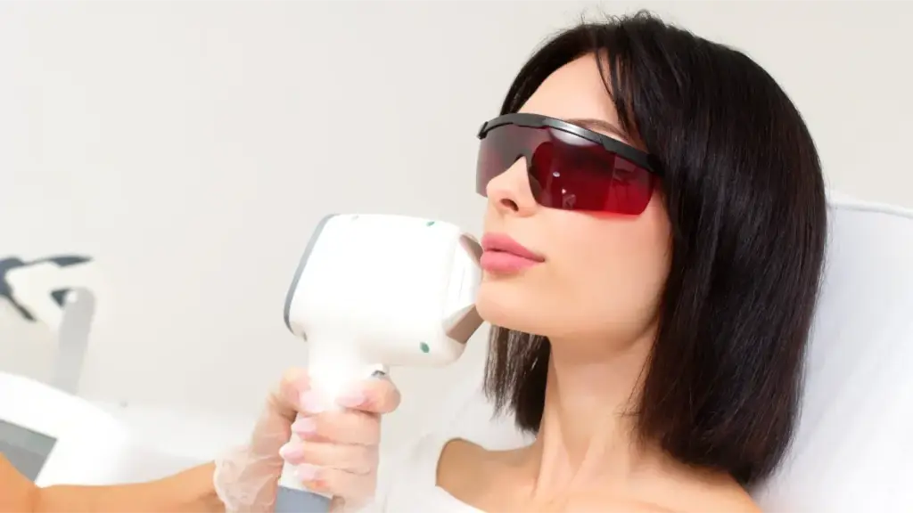 woman undergoes cosmetic procedures using a bbl laser